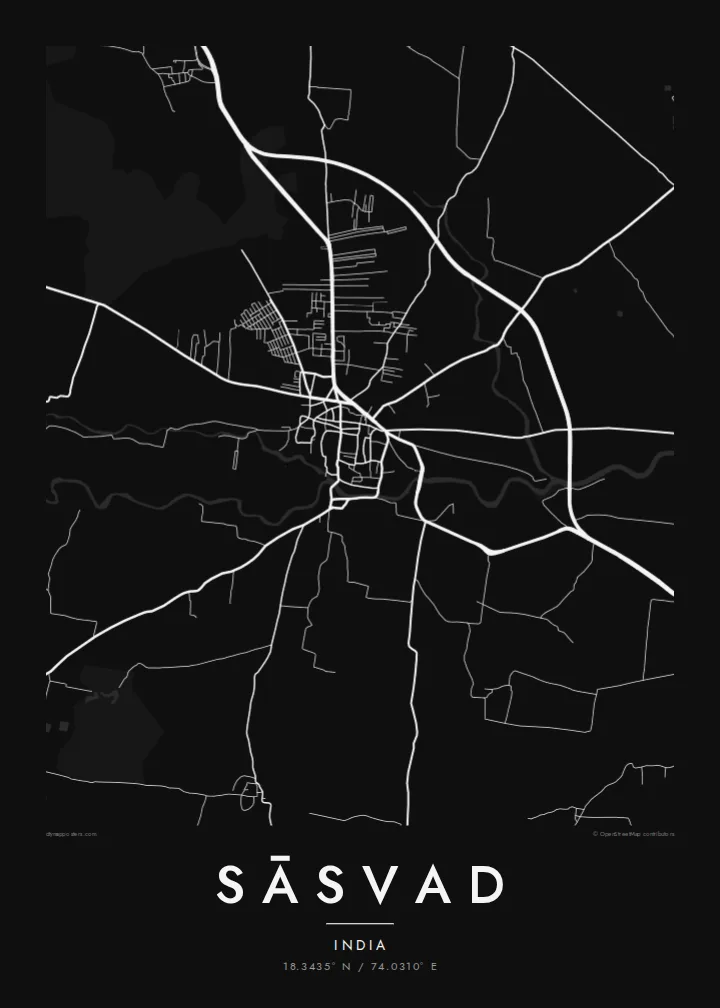 Sāsvad map poster — Noir