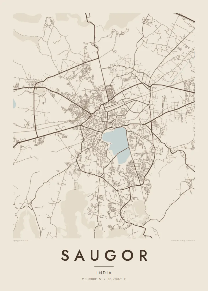 Saugor map poster — Sand style