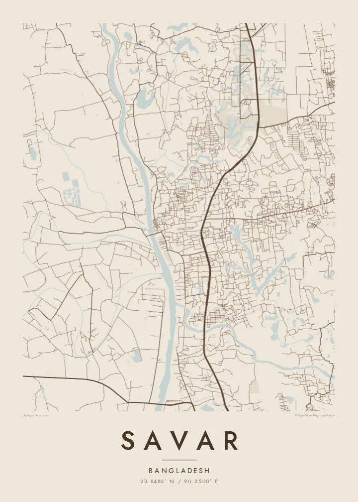 Savar map poster — Sand