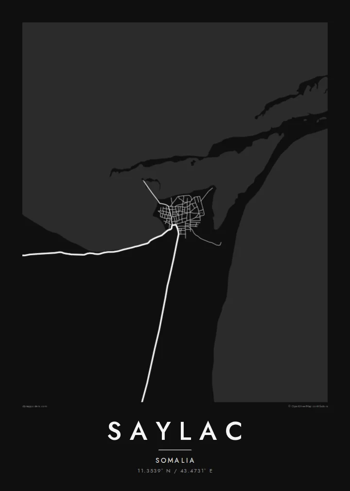 Saylac map poster — Noir