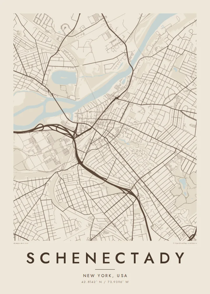 Schenectady map poster — Sand