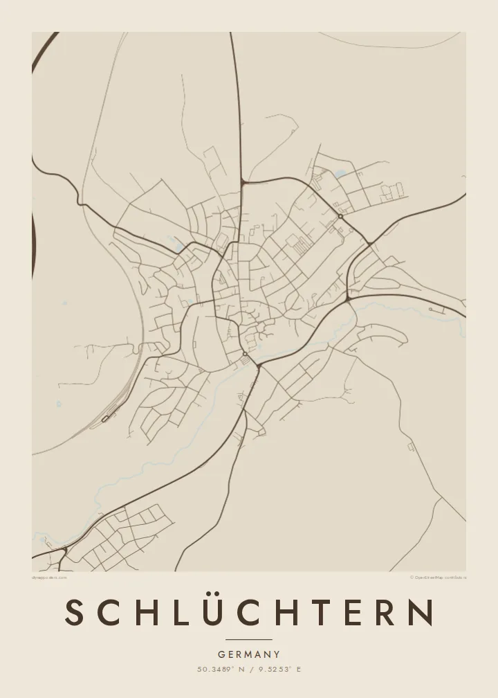 Schlüchtern map poster — Sand style