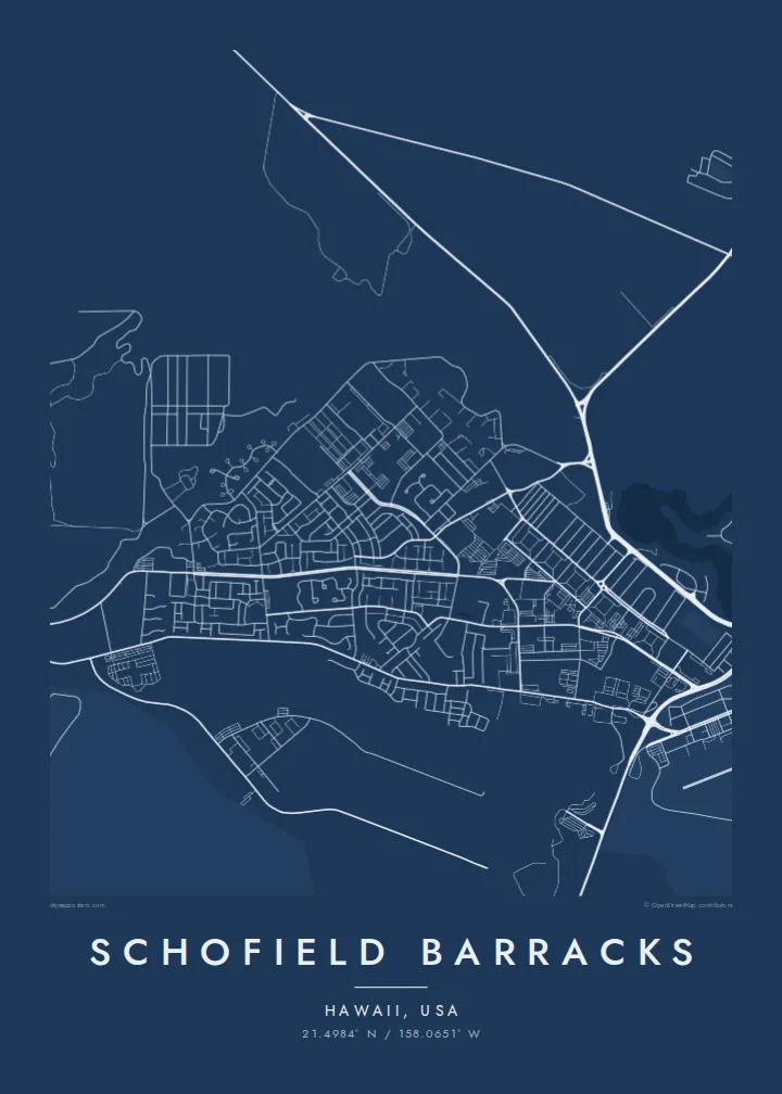 Schofield Barracks map poster — Blueprint style