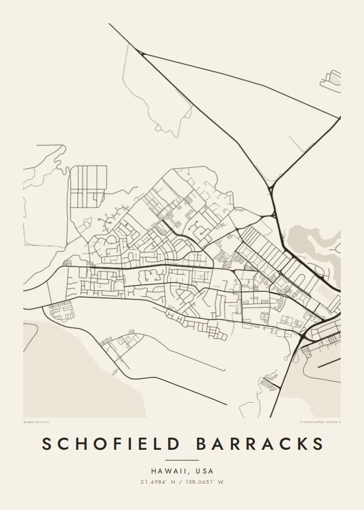 Schofield Barracks map poster — Paper style