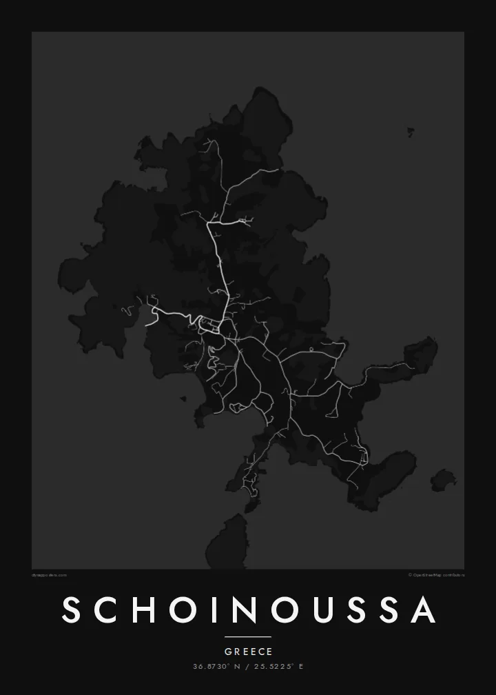 Schoinoussa map poster — Noir
