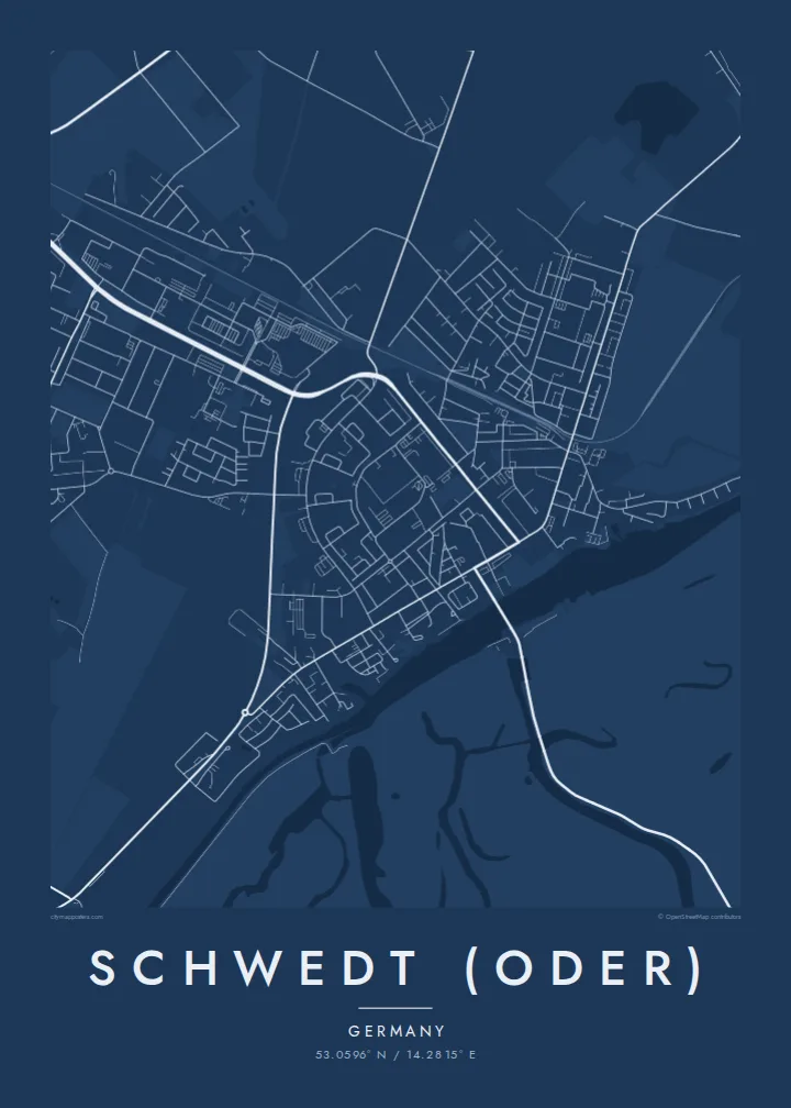 Schwedt (Oder) map poster — Blueprint