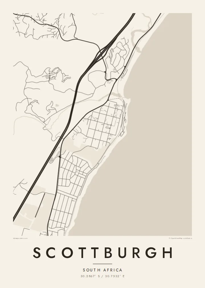 Scottburgh map poster — Paper style