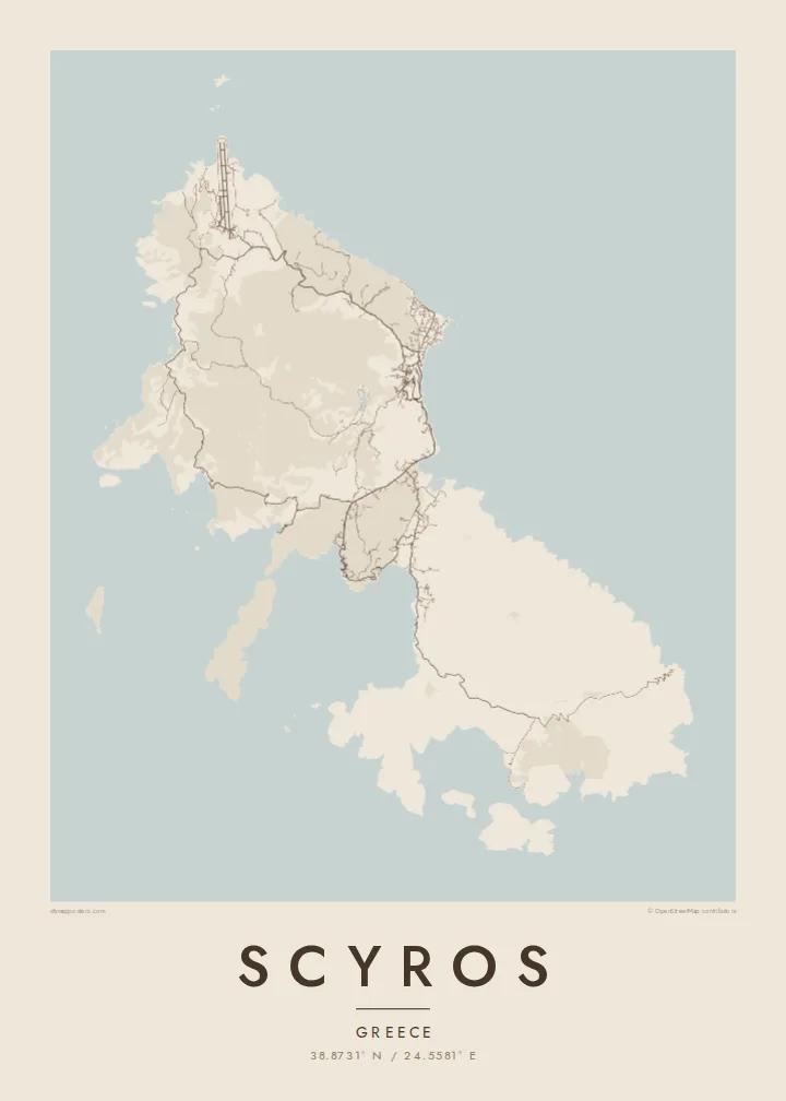Scyros map poster — Sand