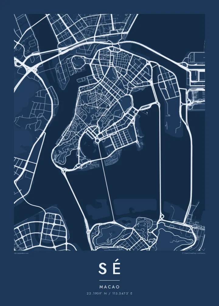 Sé map poster — Blueprint style