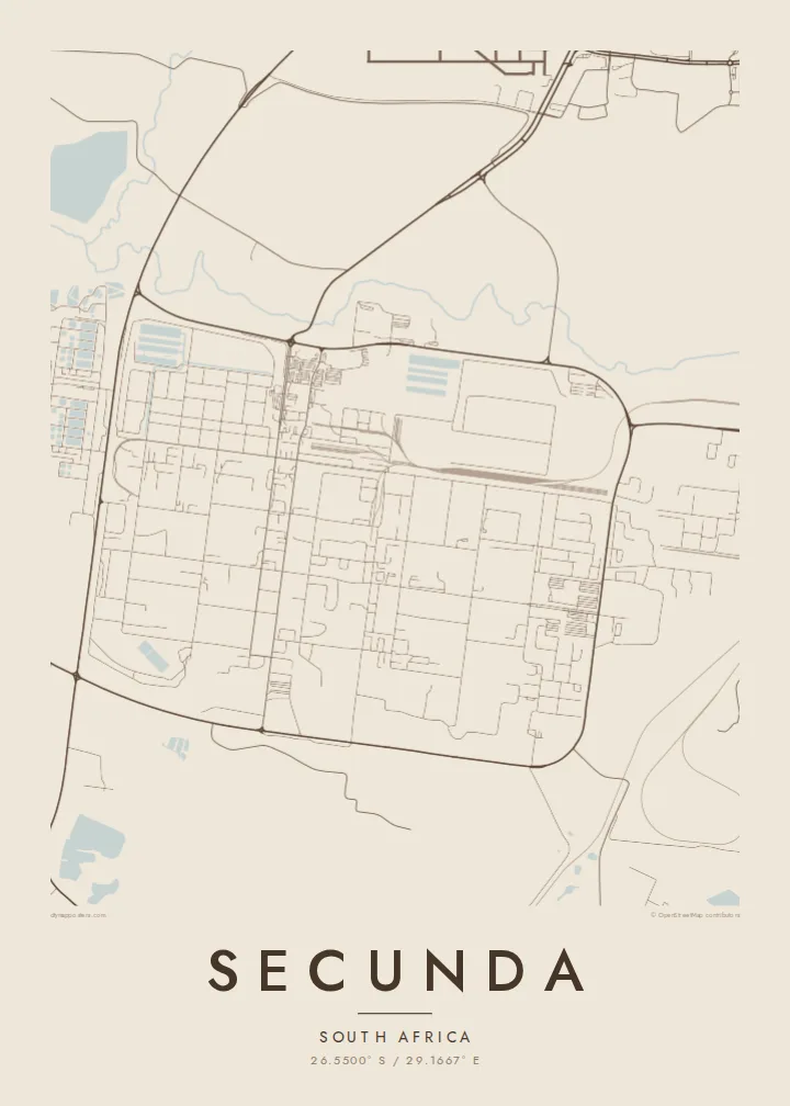 Secunda map poster — Sand style