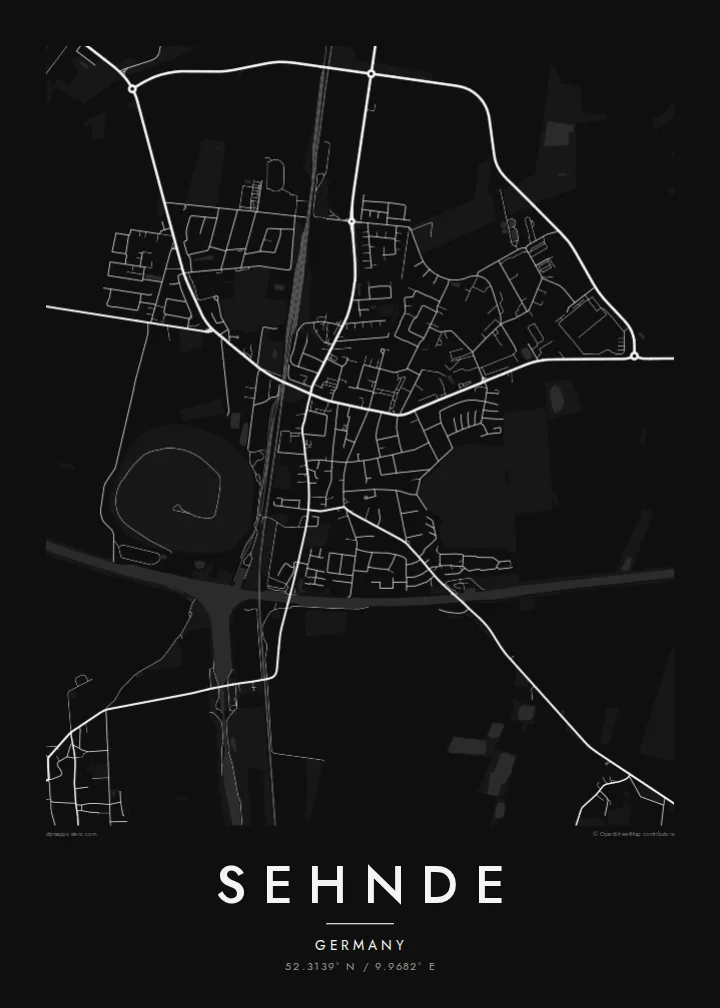 Sehnde map poster — Noir