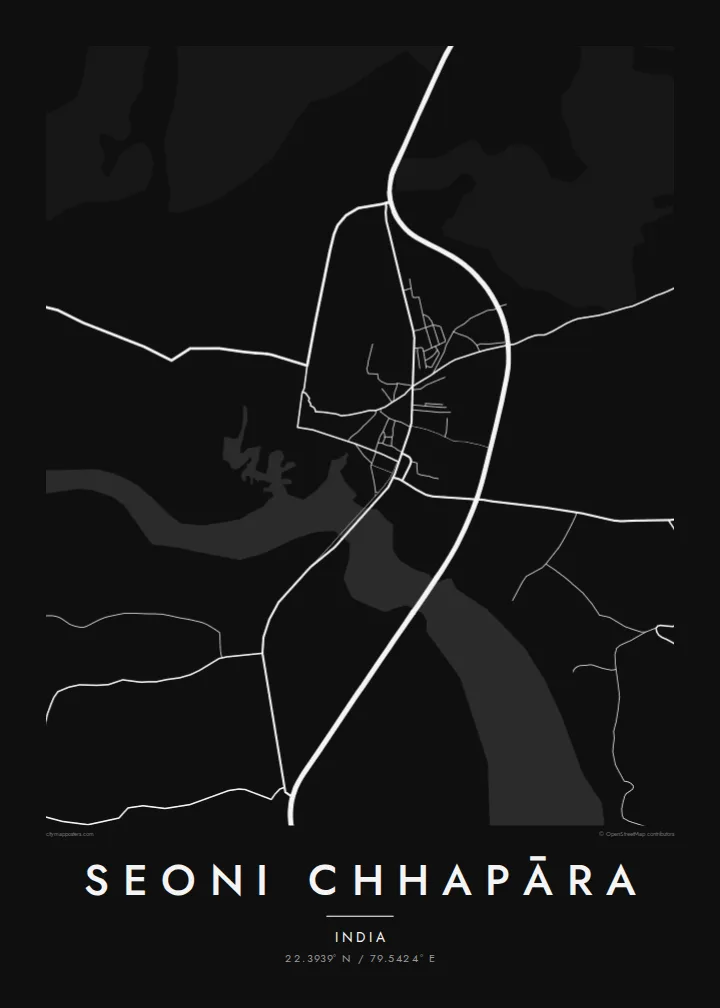 Seoni Chhapāra map poster — Noir