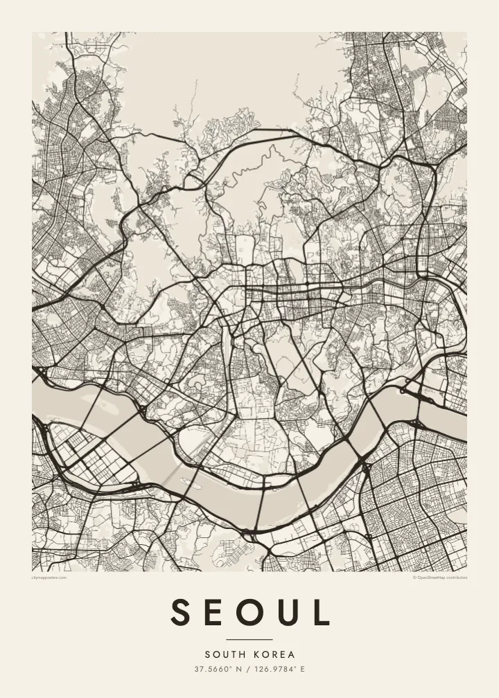 Seoul map poster — Paper