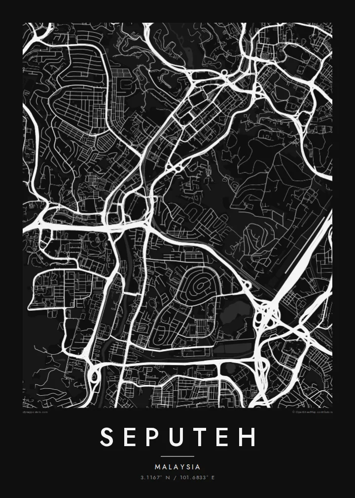 Seputeh map poster — Noir