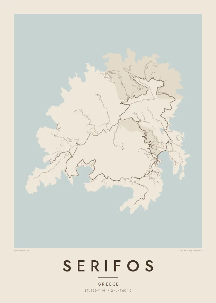 Serifos map poster — Sand
