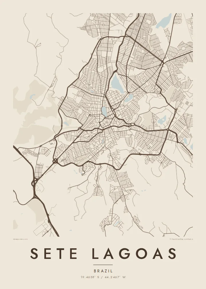 Sete Lagoas map poster — Sand