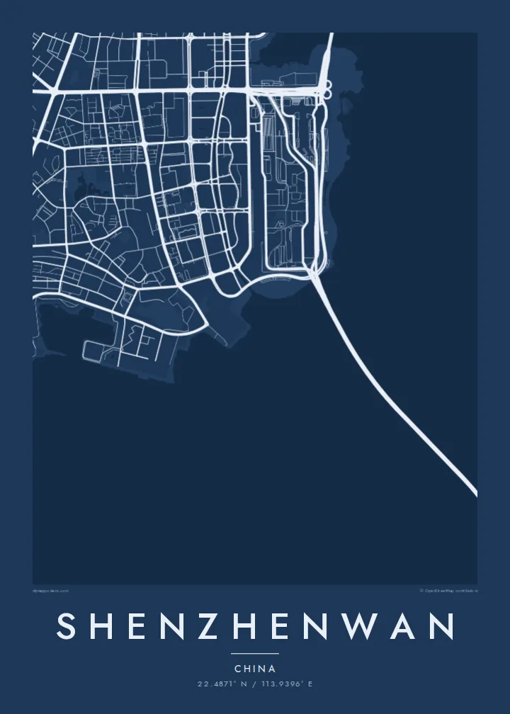 Shenzhenwan map poster — Blueprint style