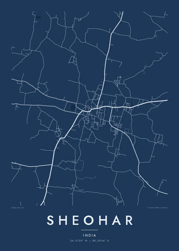 Sheohar map poster — Blueprint style