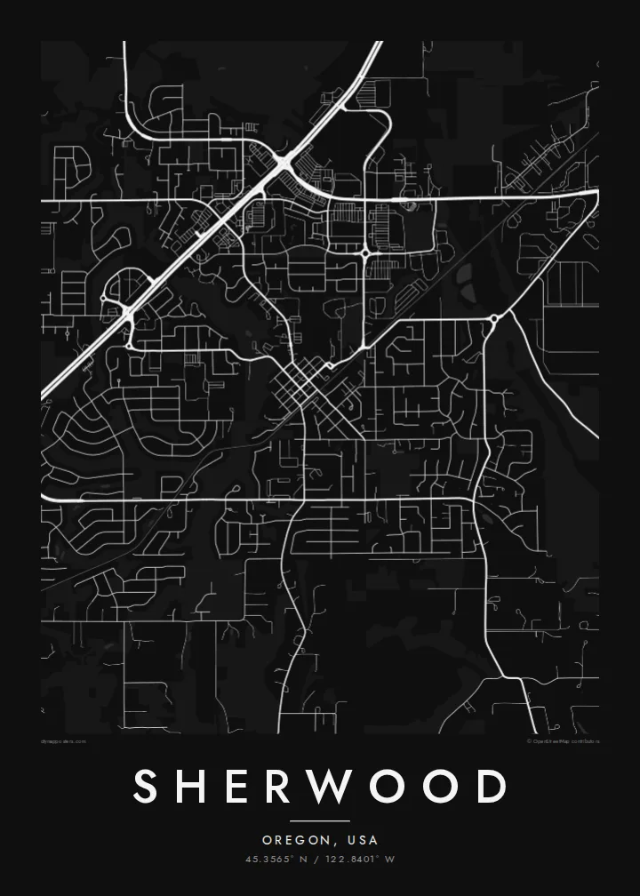 Sherwood map poster — Noir style