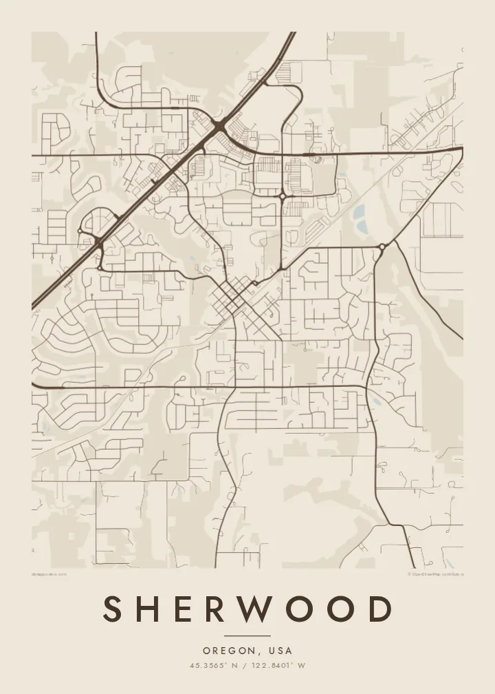 Sherwood map poster — Sand style