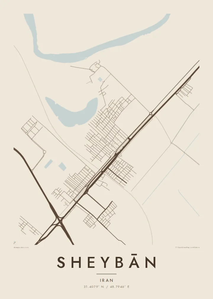 Sheybān map poster — Sand style