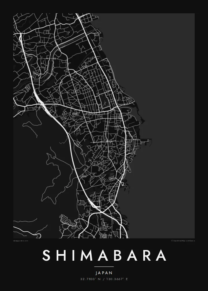 Shimabara map poster — Noir style