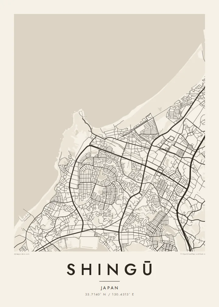 Shingū map poster — Paper style
