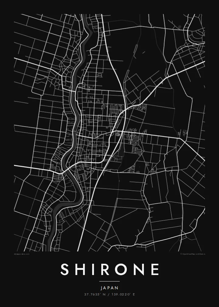 Shirone map poster — Noir