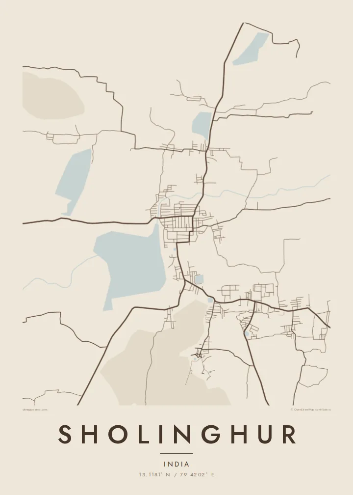 Sholinghur map poster — Sand style