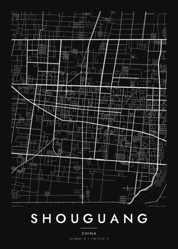 Shouguang map poster — Noir style