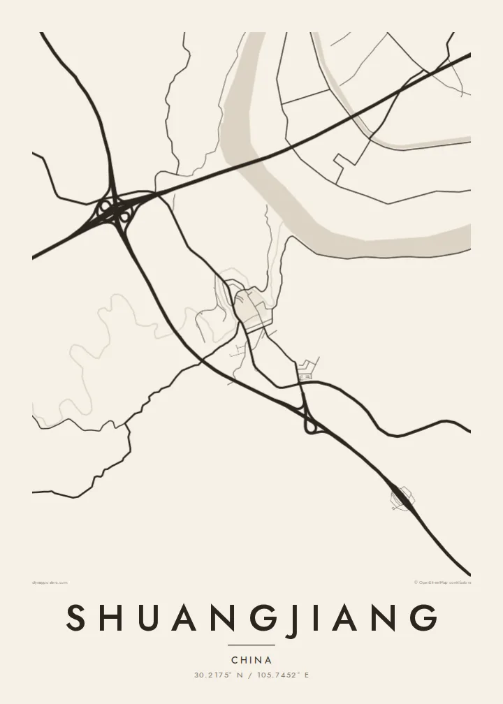 Shuangjiang map poster — Paper style
