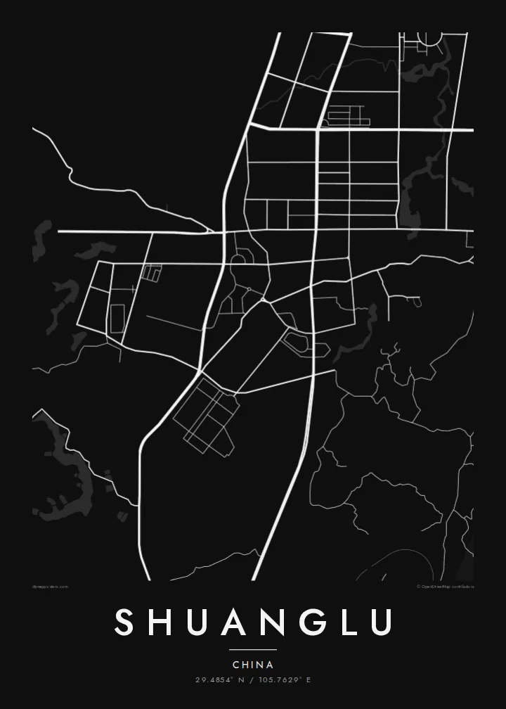 Shuanglu map poster — Noir