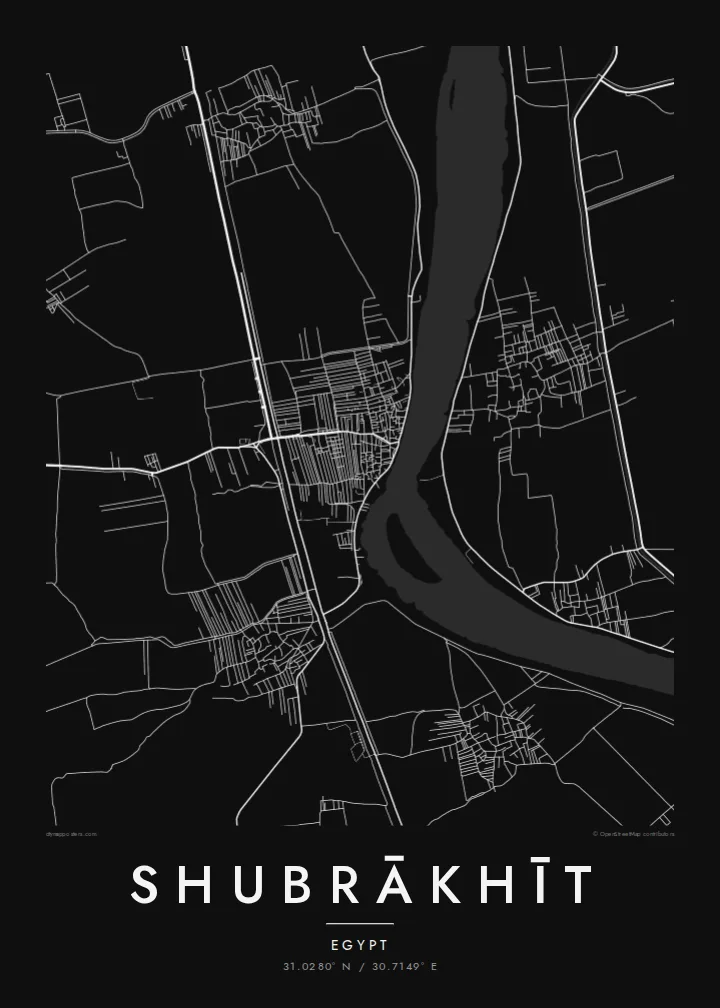 Shubrākhīt map poster — Noir