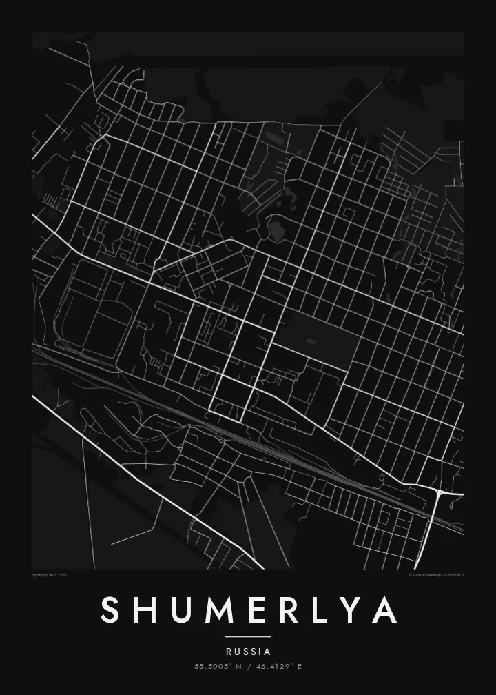 Shumerlya map poster — Noir style