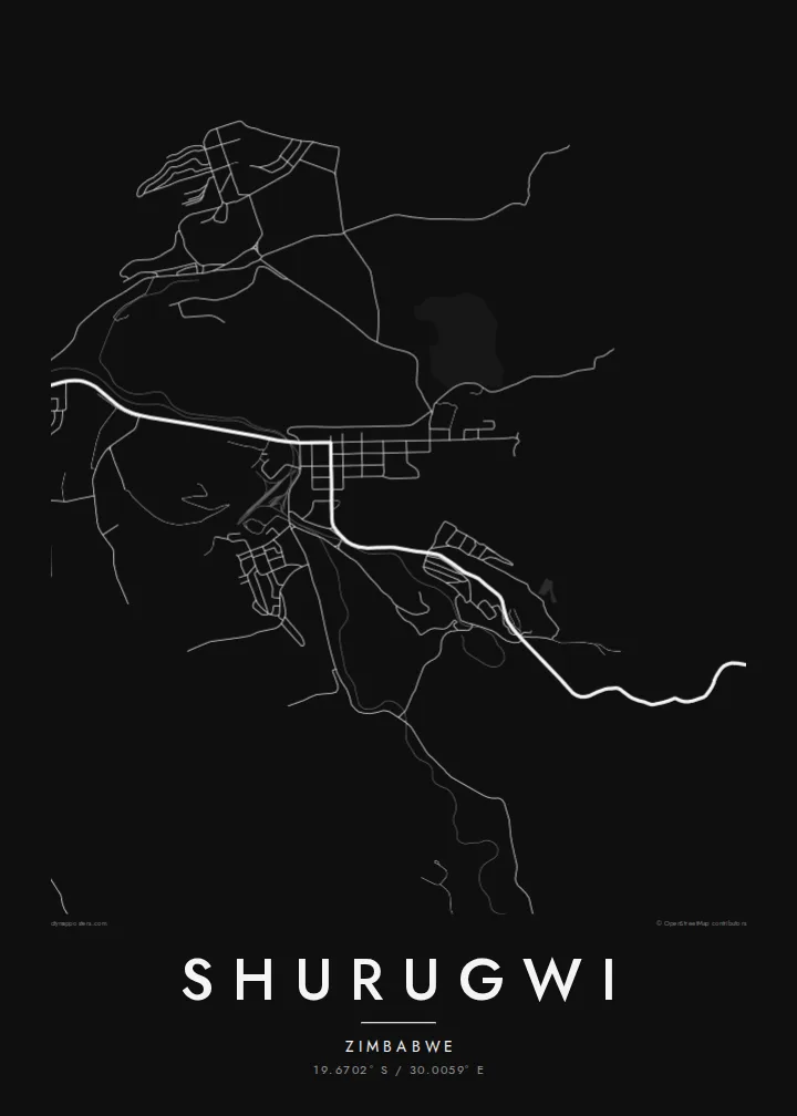 Shurugwi map poster — Noir