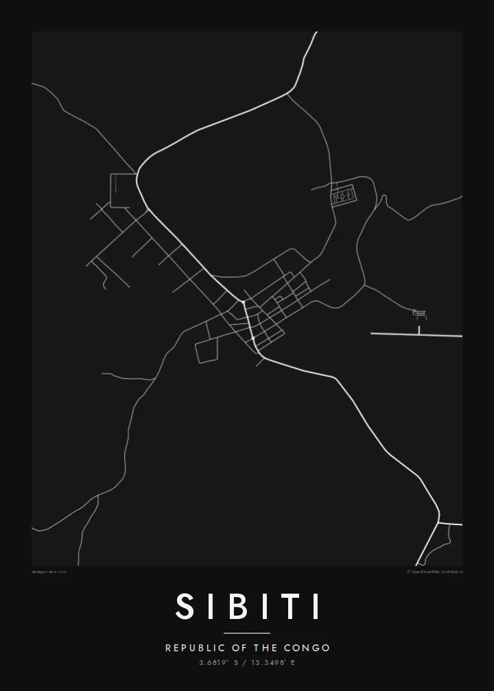 Sibiti map poster — Noir style