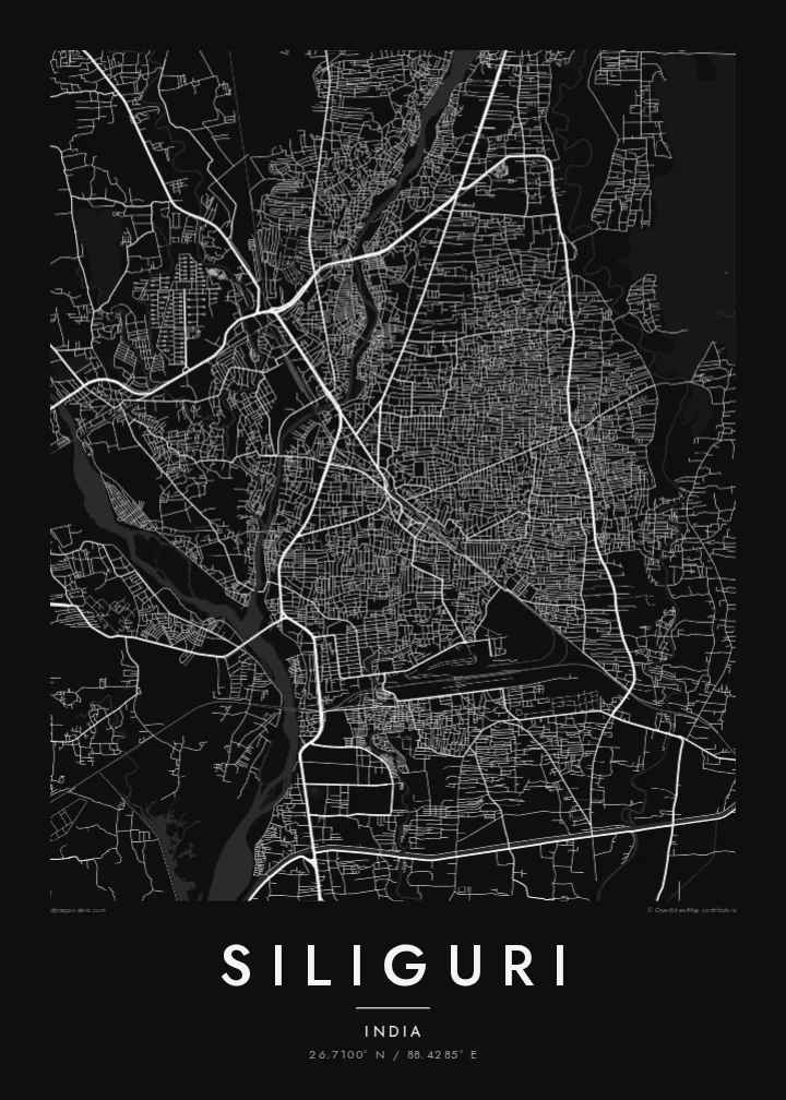 Siliguri map poster — Noir