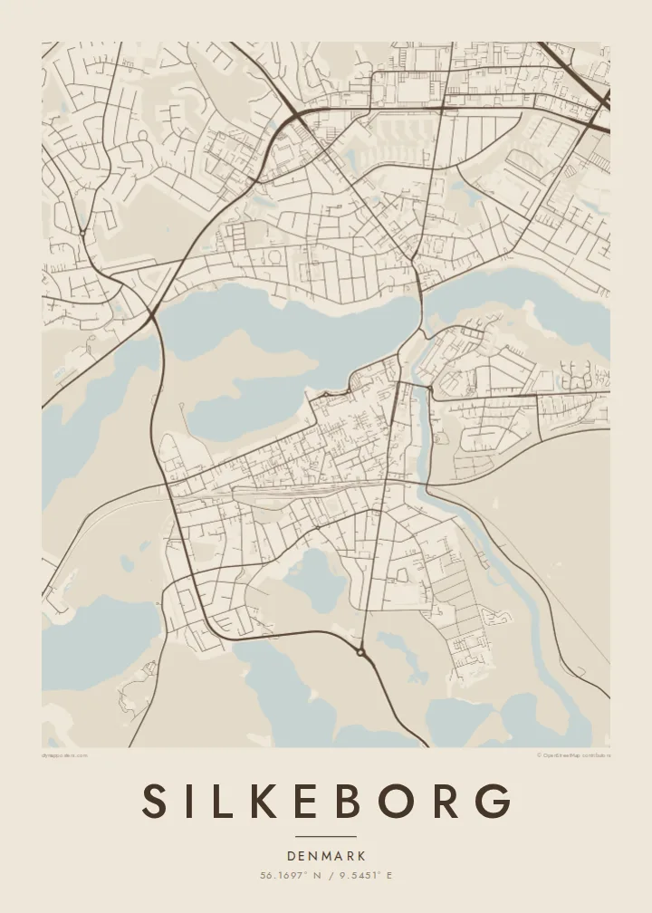 Silkeborg map poster — Sand