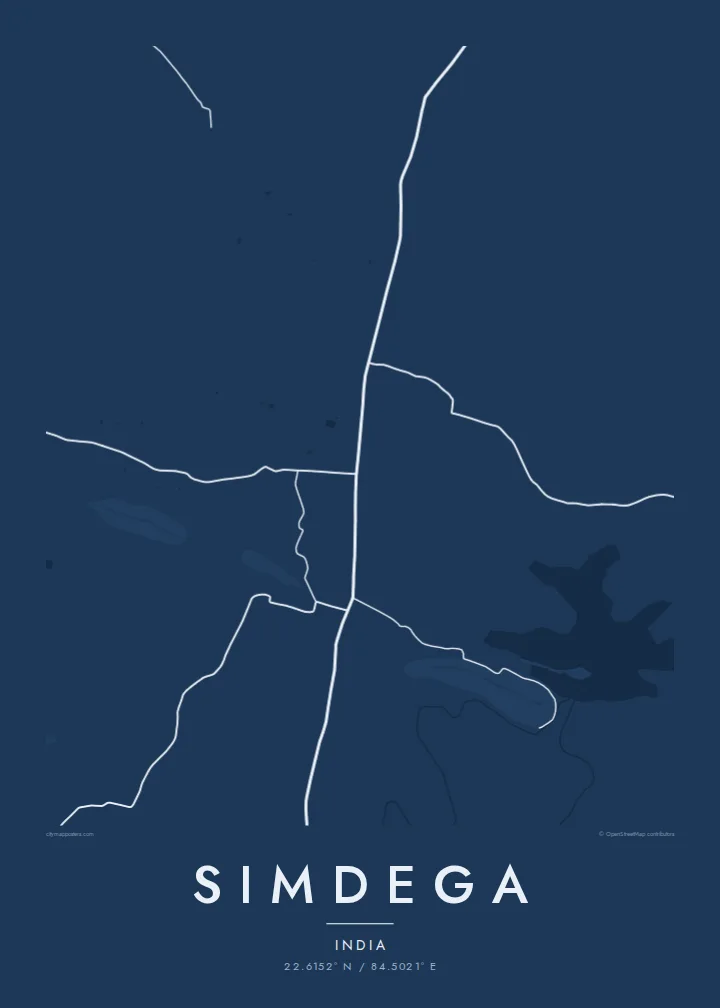 Simdega map poster — Blueprint style