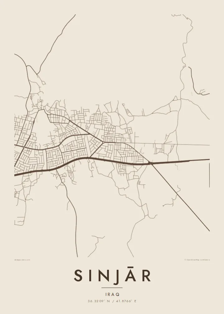 Sinjār map poster — Sand style