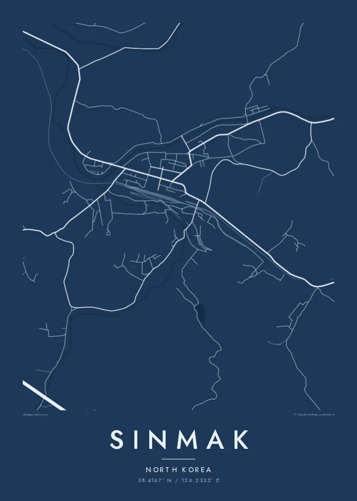 Sinmak map poster — Blueprint style