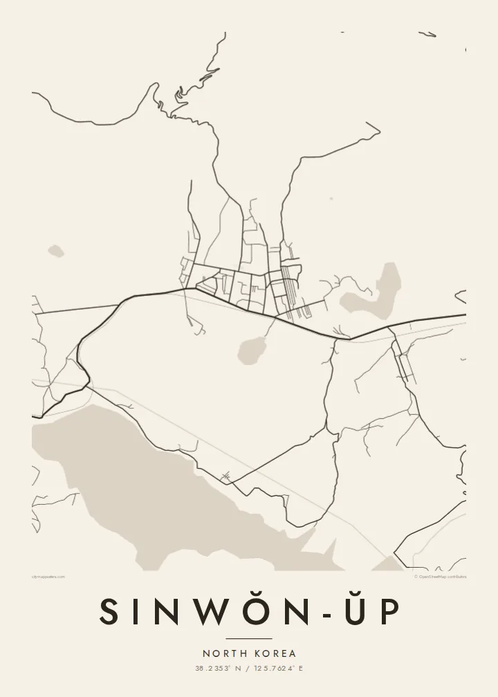 Sinwŏn-ŭp map poster — Paper style