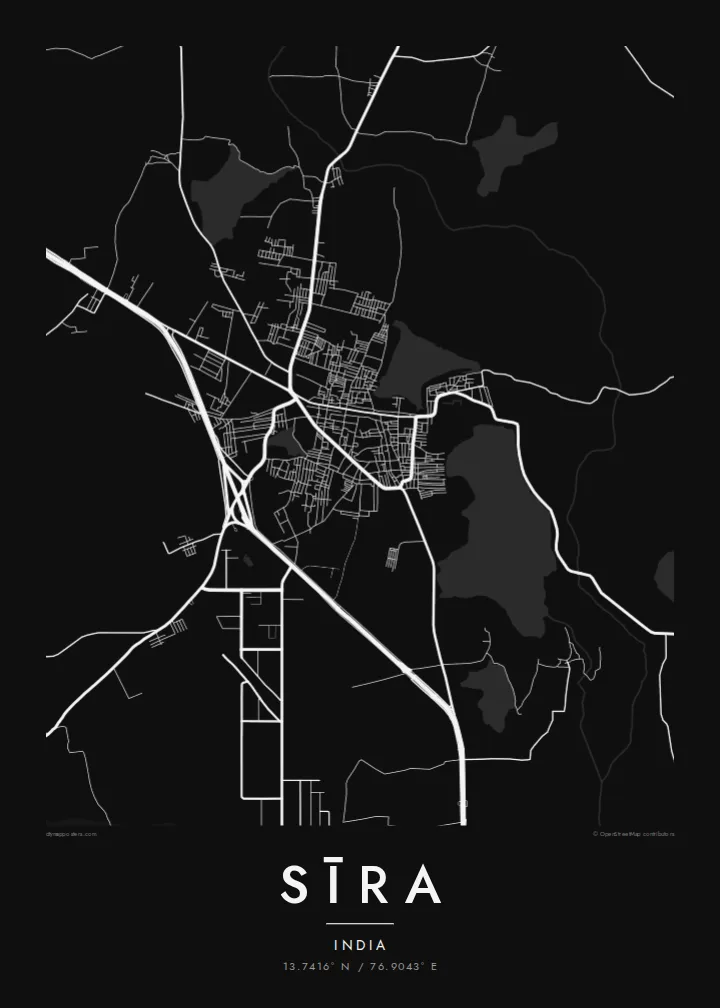 Sīra map poster — Noir style