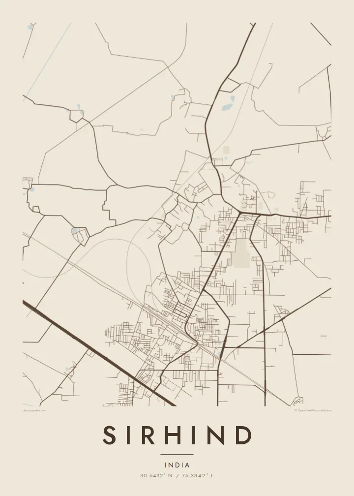 Sirhind map poster — Sand style