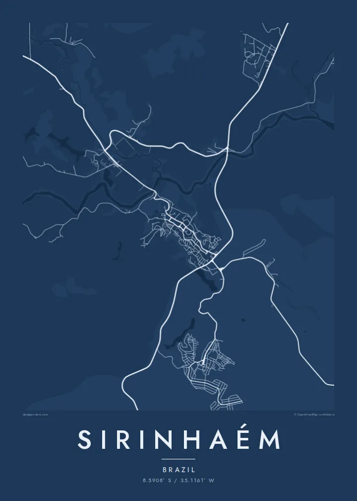 Sirinhaém map poster — Blueprint style