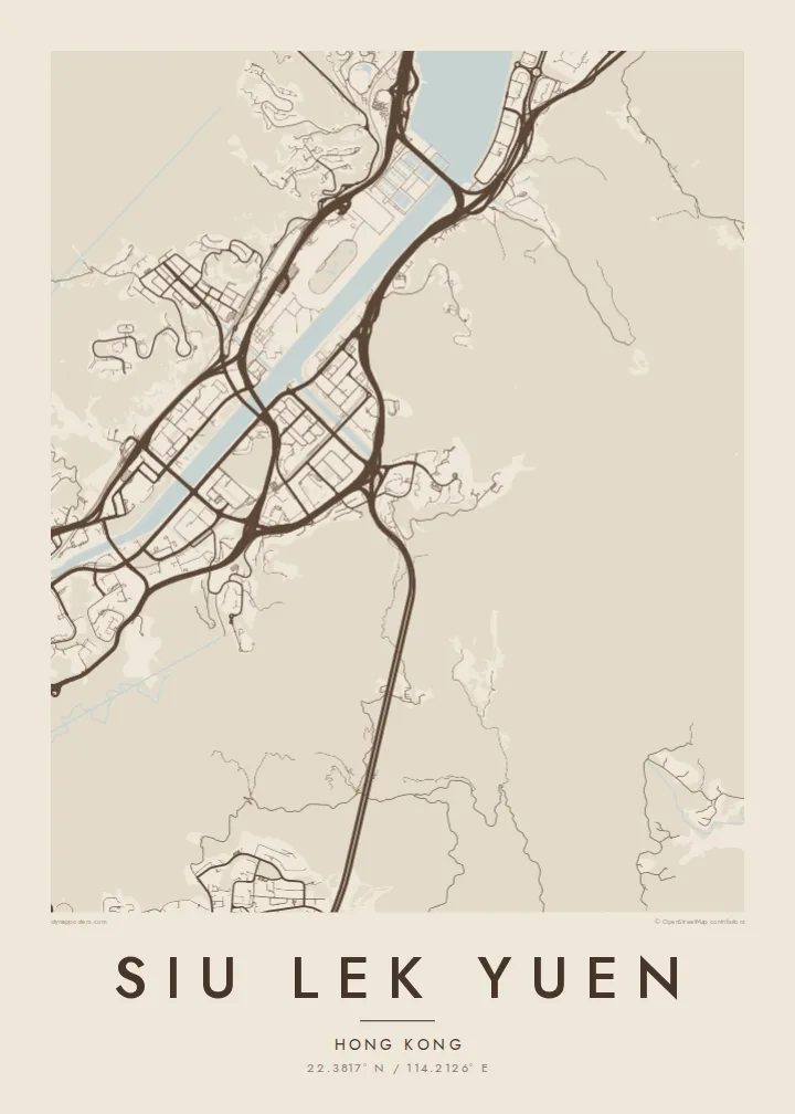 Siu Lek Yuen map poster — Sand style