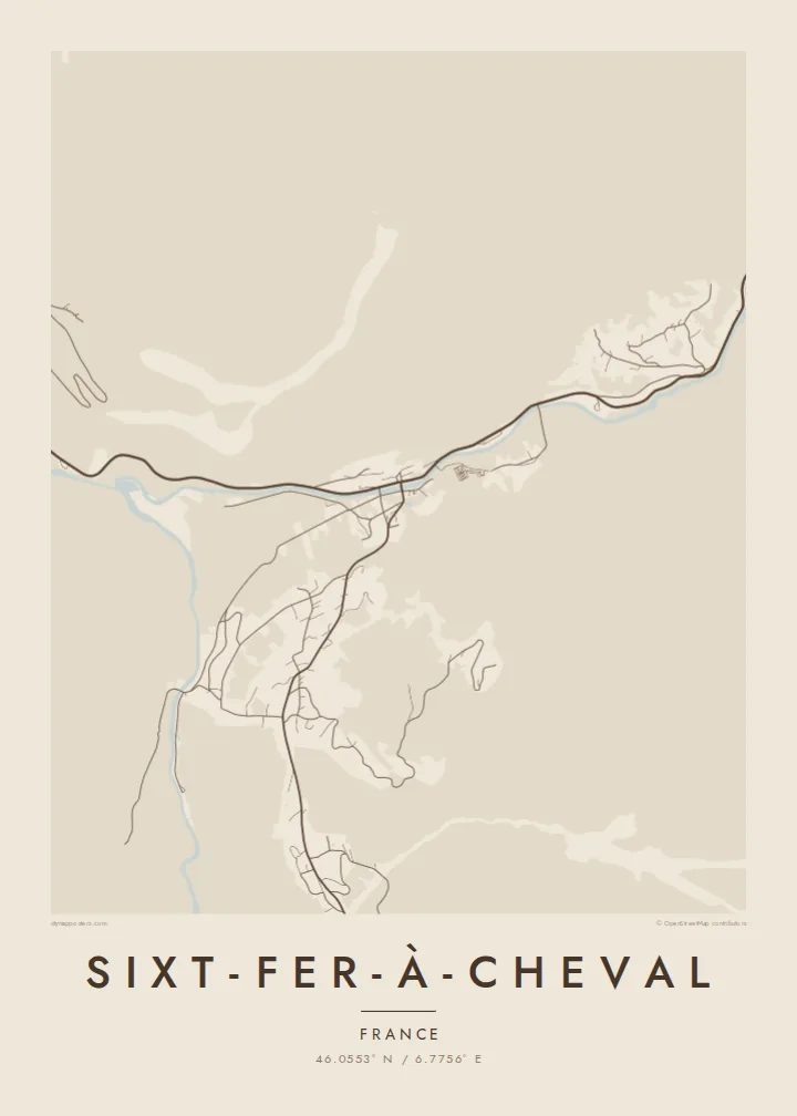 Sixt-Fer-à-Cheval map poster — Sand style