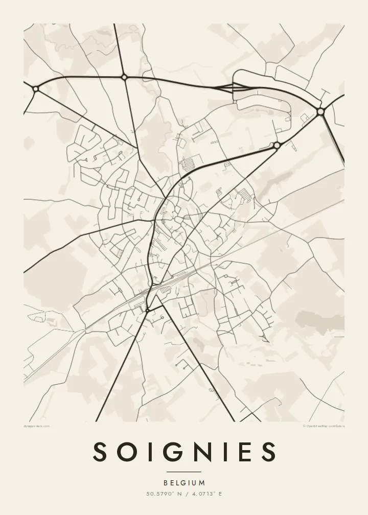 Soignies map poster — Paper