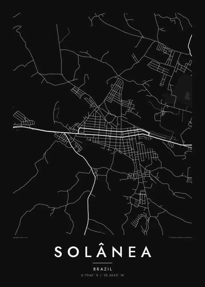 Solânea map poster — Noir style