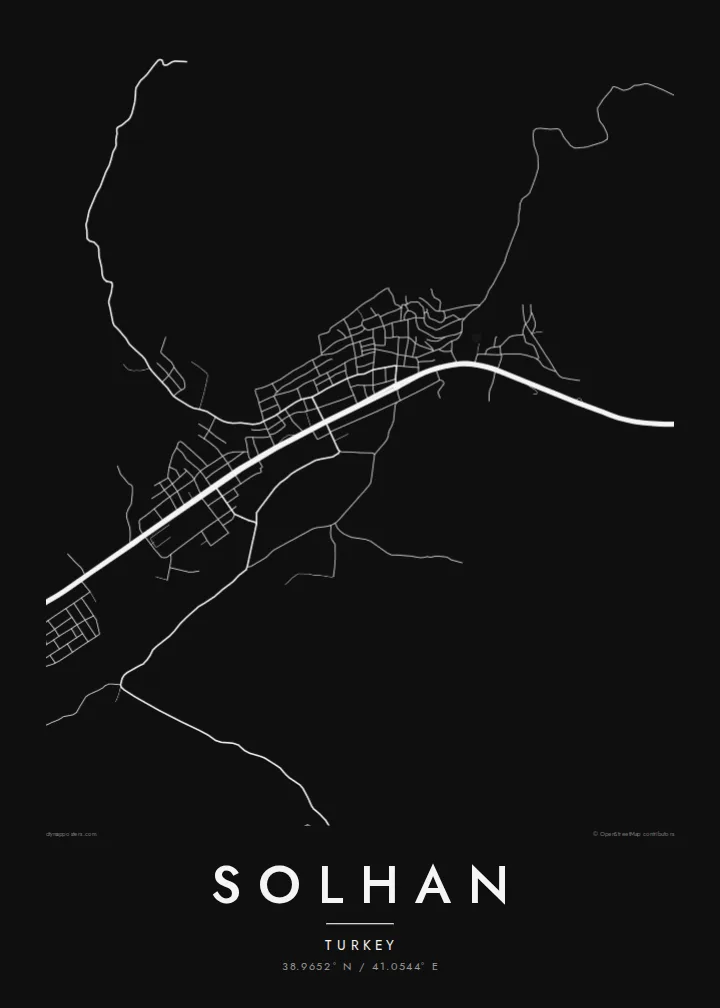Solhan map poster — Noir style